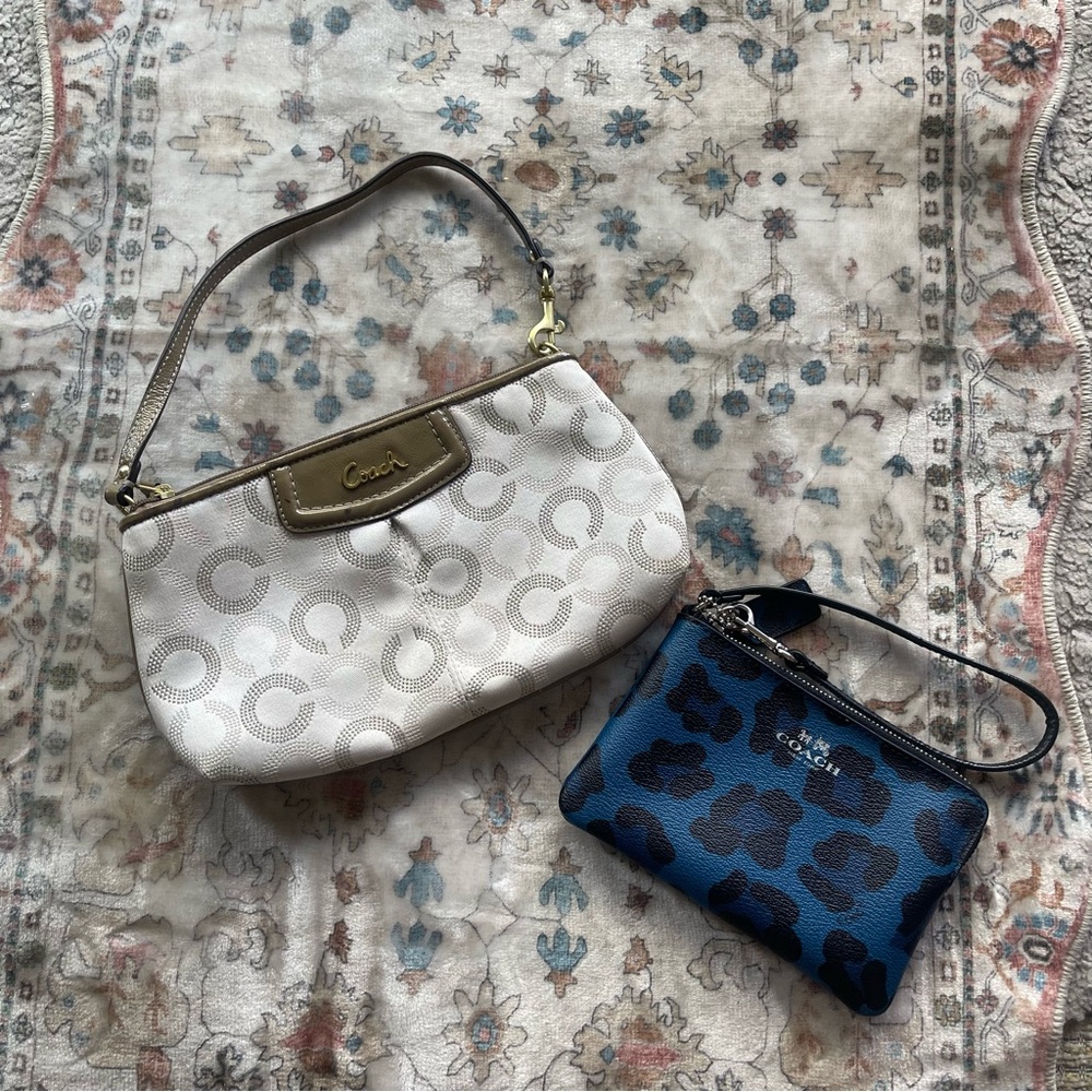 Coach Wristlet Bundle Animal Print Wristlet and Ashley Op Art Large Wristlet